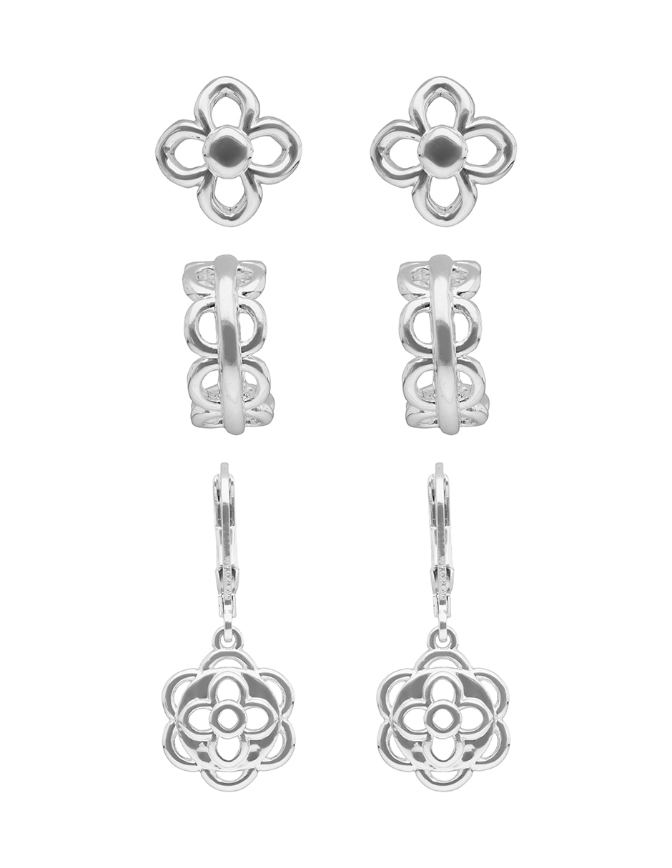 Set de aretes Silver Coins con acabado pulido 1
