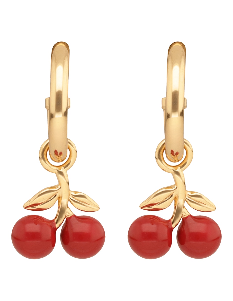 Aretes cortos de cereza cherry charms con acabado brillante 2