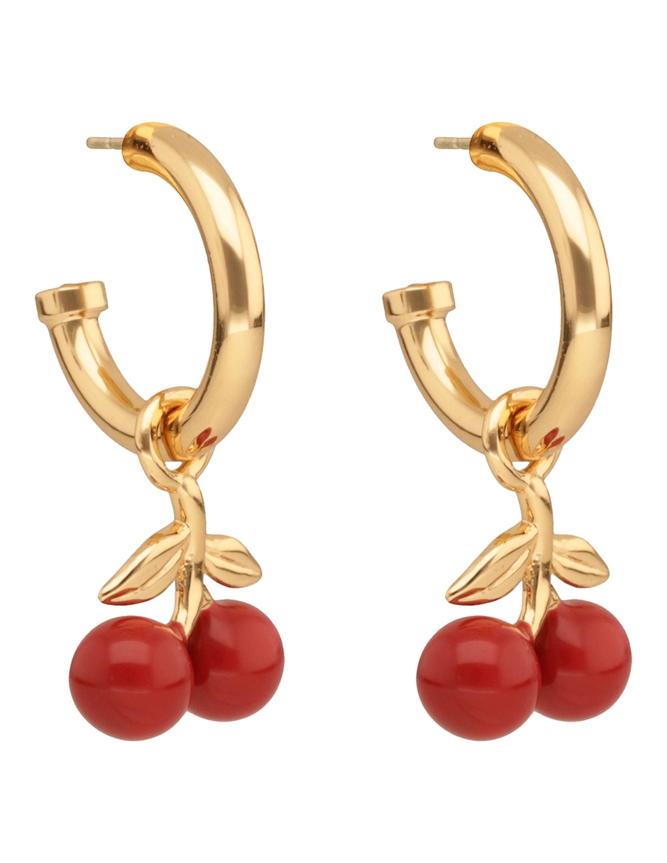 Aretes cortos de cereza cherry charms con acabado brillante