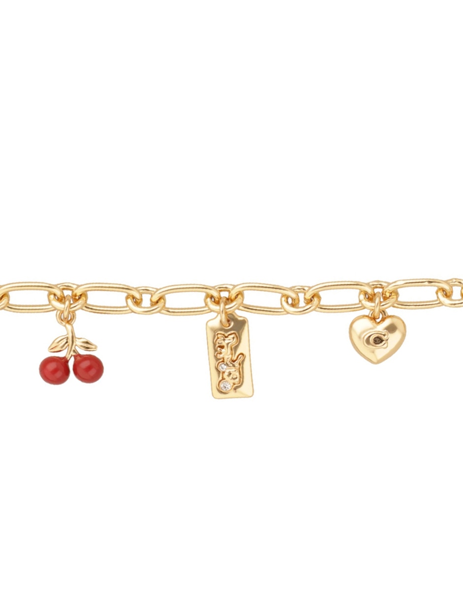 Pulsera Coach Cherry Charms acabado brillante
