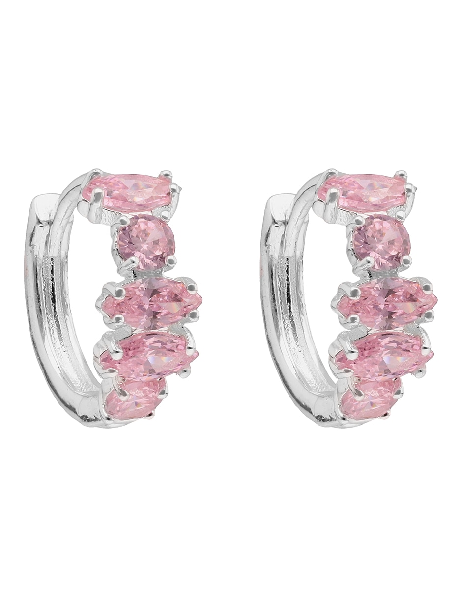 Aretes huggies circulares con acabado liso pulido zirconia cúbica 2