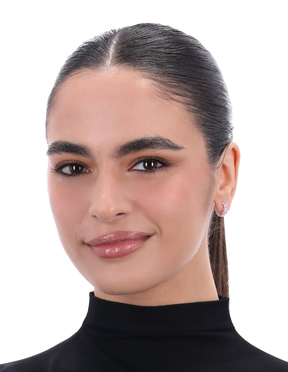 Aretes huggies circulares con acabado liso pulido zirconia cúbica 3