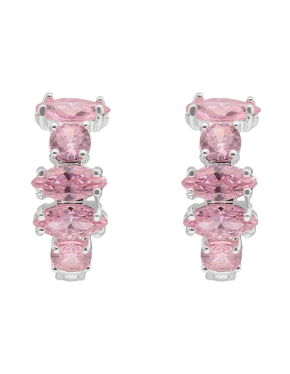 Aretes huggies circulares con acabado liso pulido zirconia cúbica 1