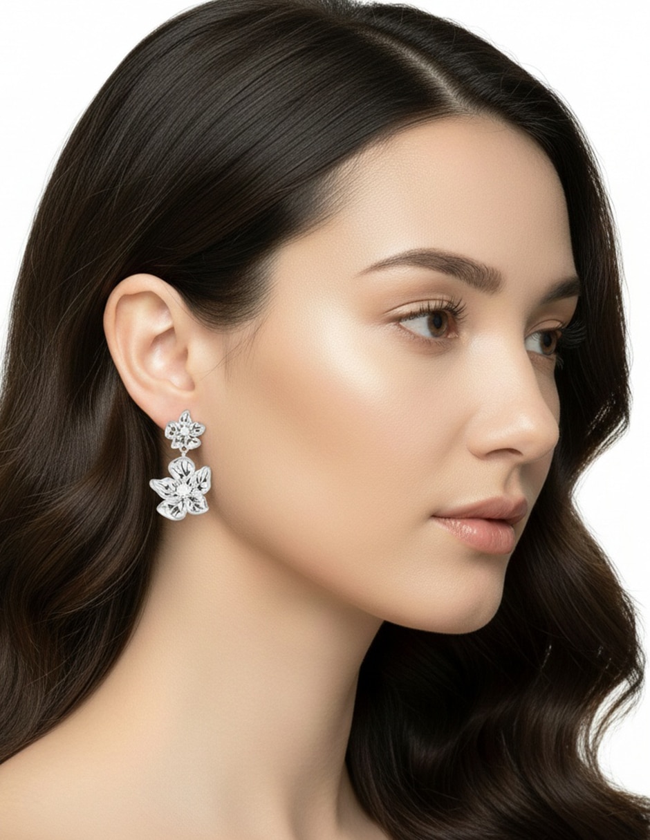 Aretes de flor Flower Power con acabado pulido 3
