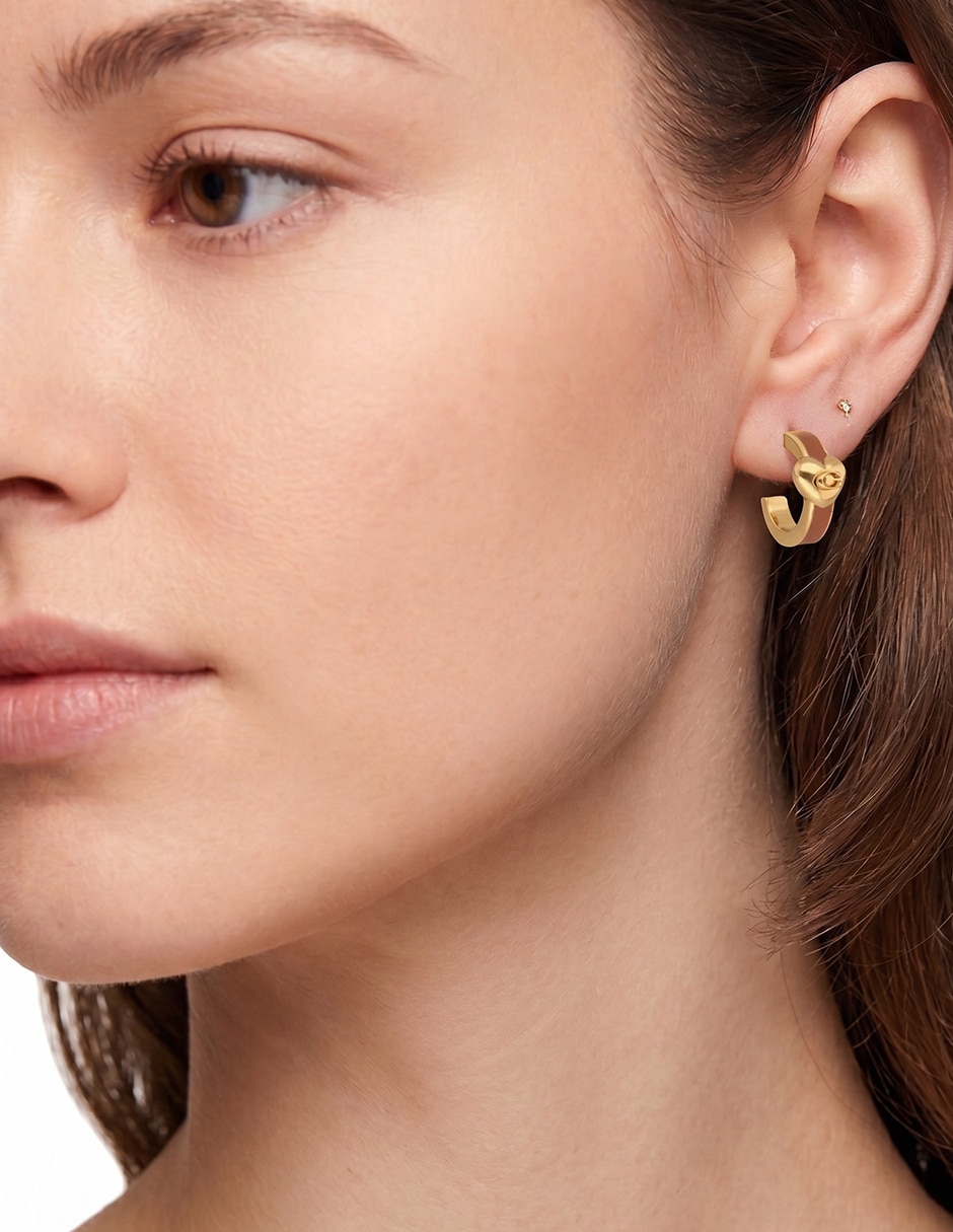 Aretes cortos de corazón con acabado brillante 2