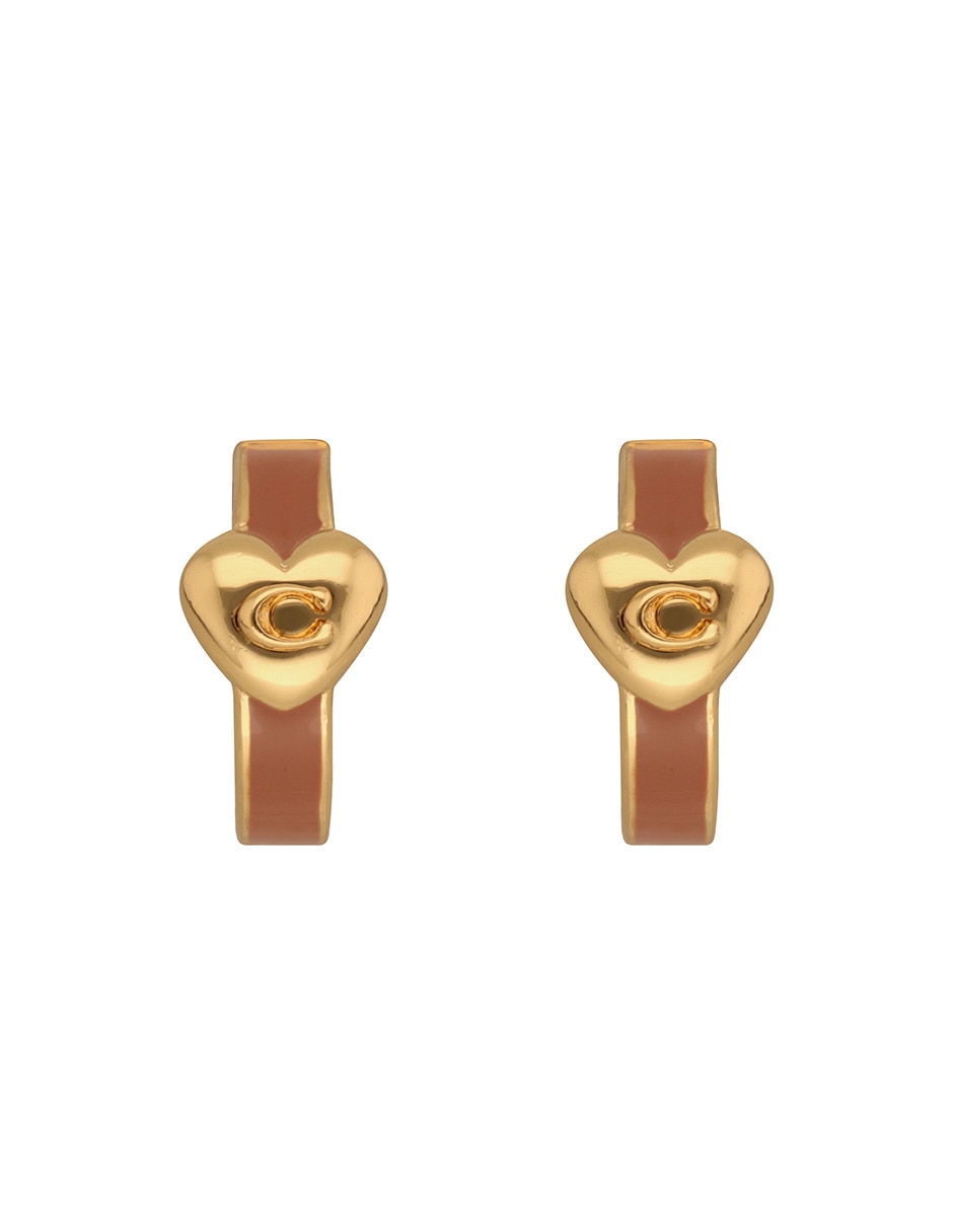 Aretes cortos de corazón con acabado brillante 3