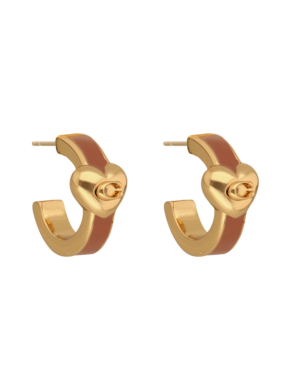 Aretes cortos de corazón con acabado brillante