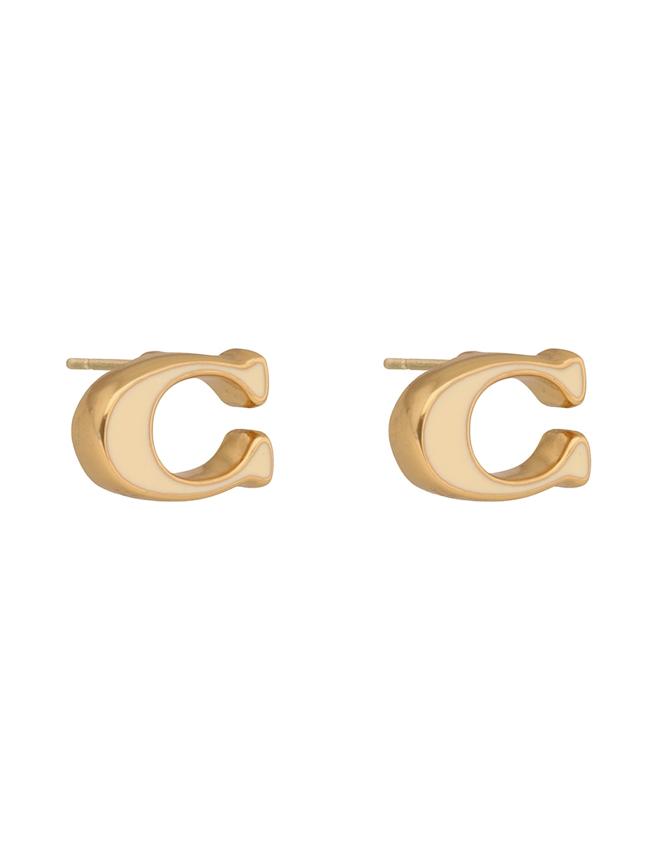 Aretes cortos Coach COAUG25MRKT3 con acabado brillante
