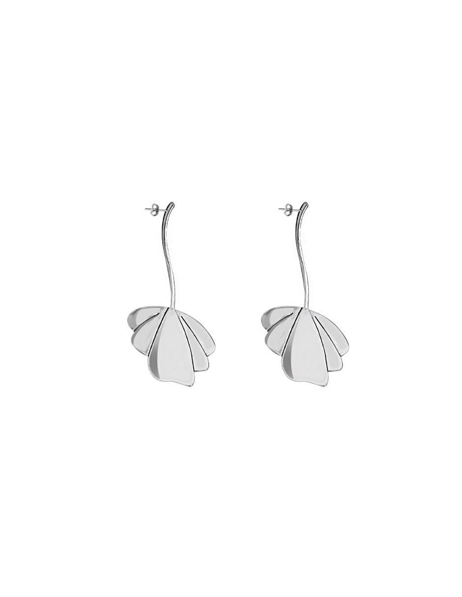 Aretes de flor de plata P 925 con acabado brillante 2