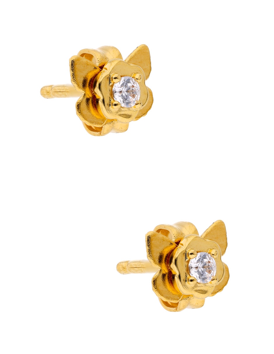 Broqueles de flor Vine con acabado baño de oro 18 K 2
