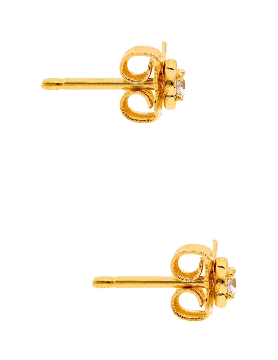 Broqueles de flor Vine con acabado baño de oro 18 K 3