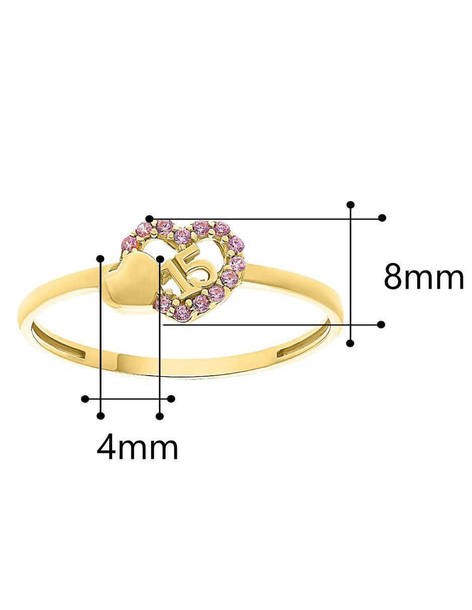 Anillo de corazón 10 k de oro zirconia pulido 5