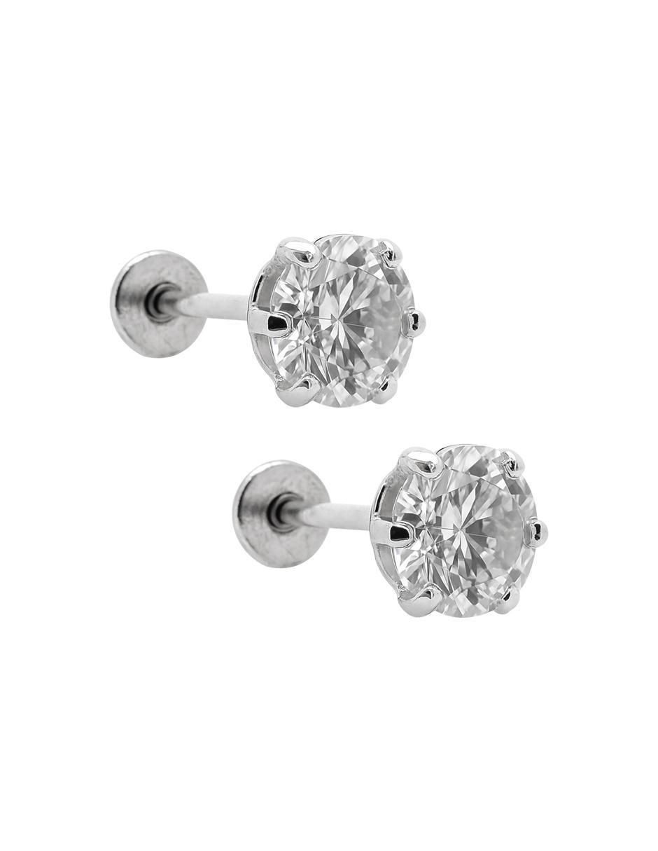 Broqueles circulares de plata P 925 con acabado pavé moissanita 2