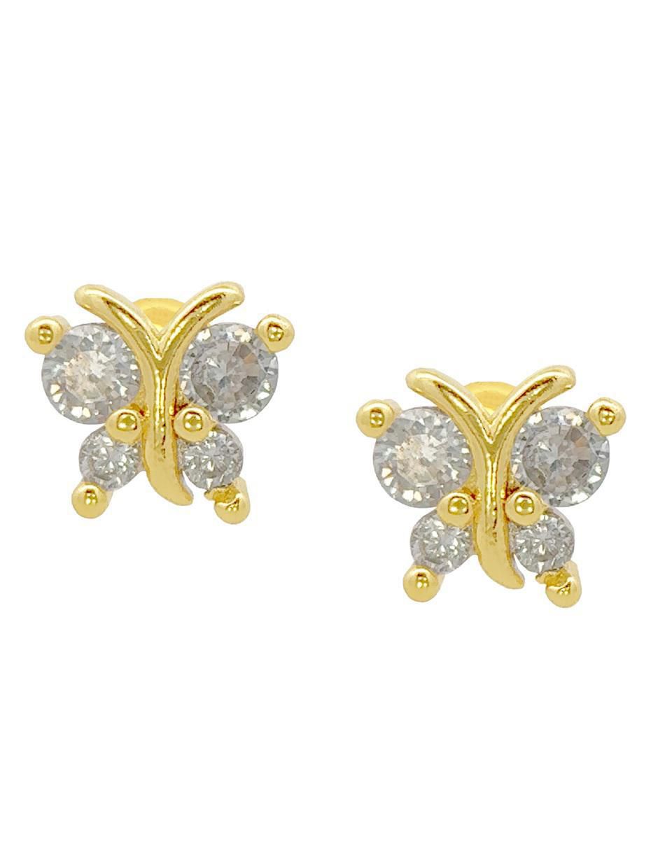 Broqueles de mariposa horoz 18 k con acabado chapa de oro zirconia
