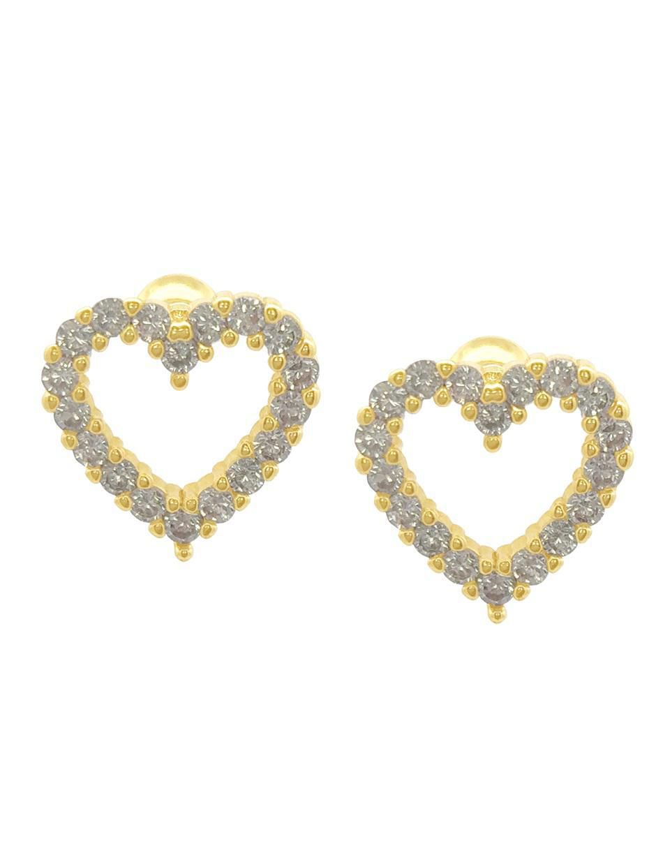 Broqueles de corazón horoz 18 k con acabado chapa de oro zirconia