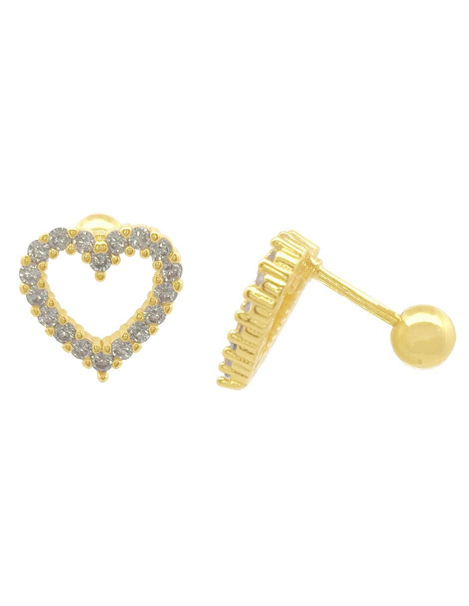 Broqueles de corazón horoz 18 k con acabado chapa de oro zirconia