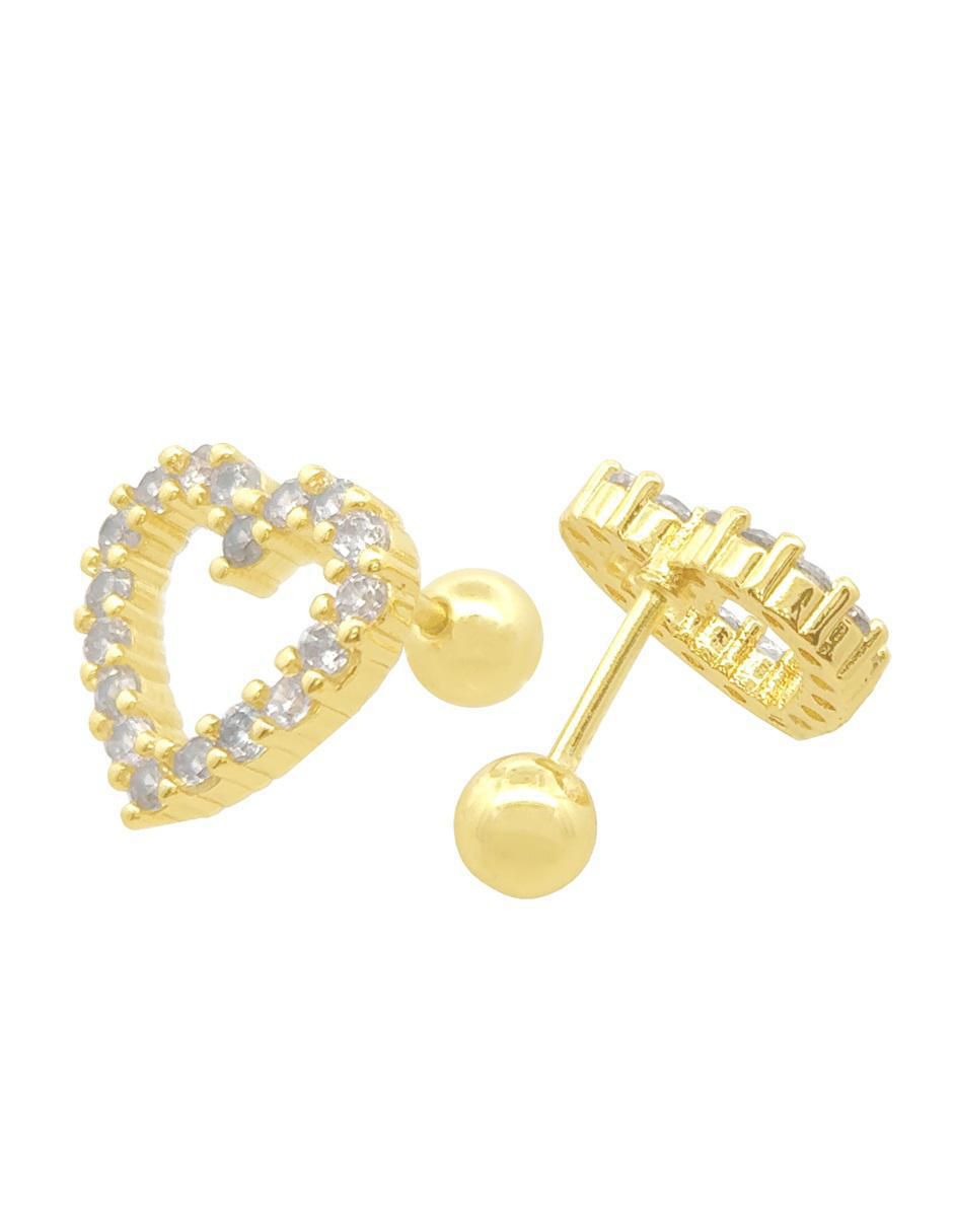 Broqueles de corazón horoz 18 k con acabado chapa de oro zirconia