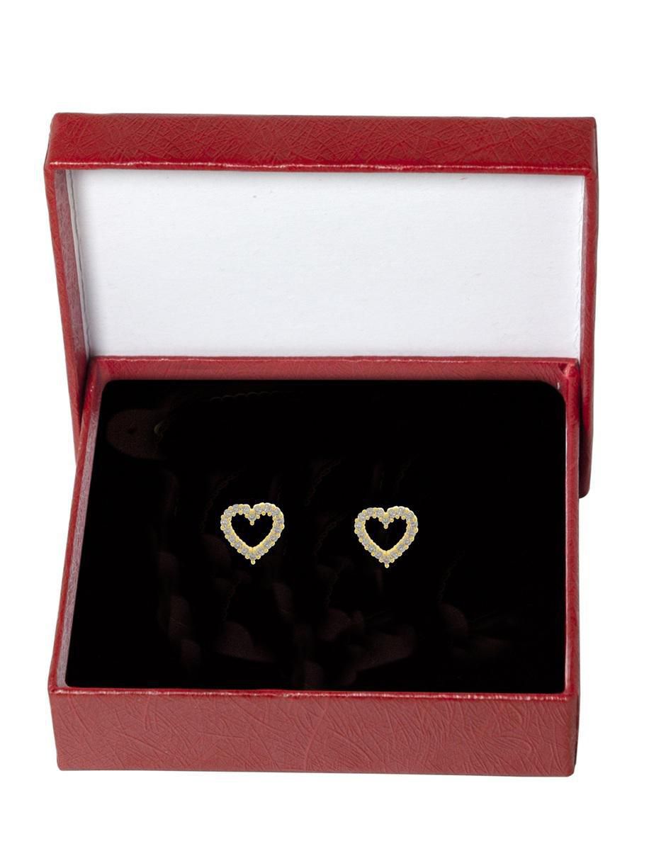 Broqueles de corazón 18 K con acabado chapa de oro zirconia