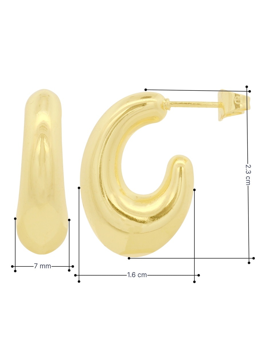 Aretes de óvalo 18 K con acabado chapa de oro 5