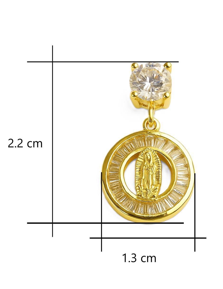 Broqueles de virgen de guadalupe horoz 18 k con acabado chapa de oro zirconia