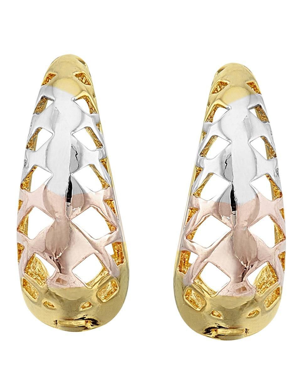 Aretes redondos 18 K con acabado chapa de oro