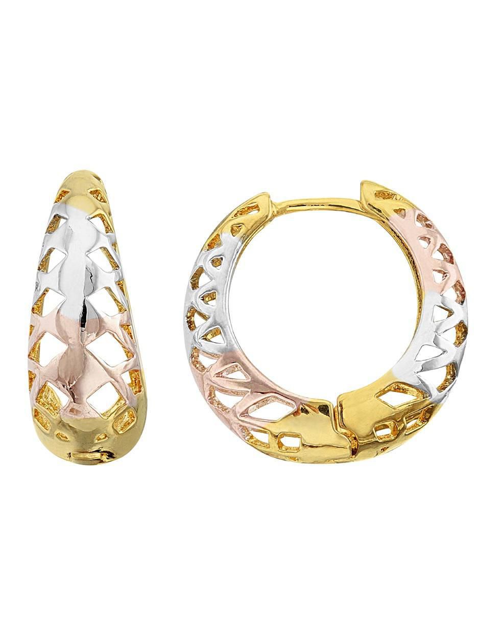 Aretes redondos 18 K con acabado chapa de oro 2
