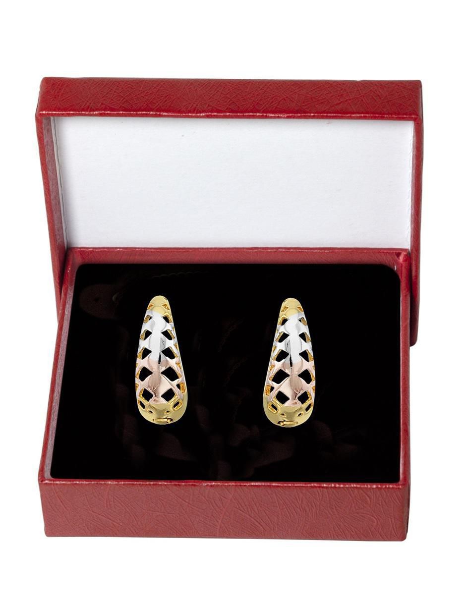 Aretes redondos 18 K con acabado chapa de oro 3
