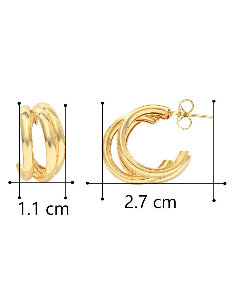 Aretes 18 k con acabado chapa de oro