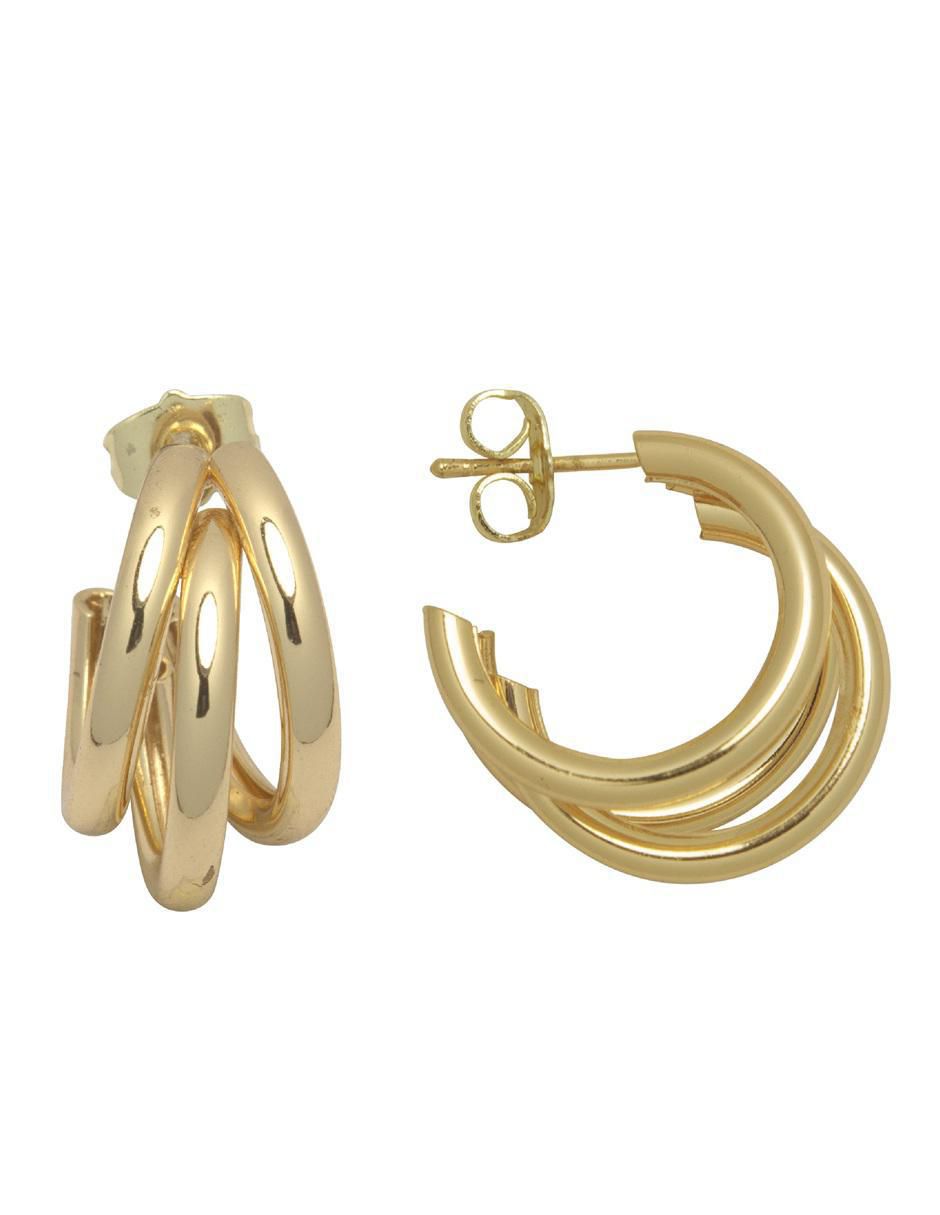 Aretes 18 k con acabado chapa de oro