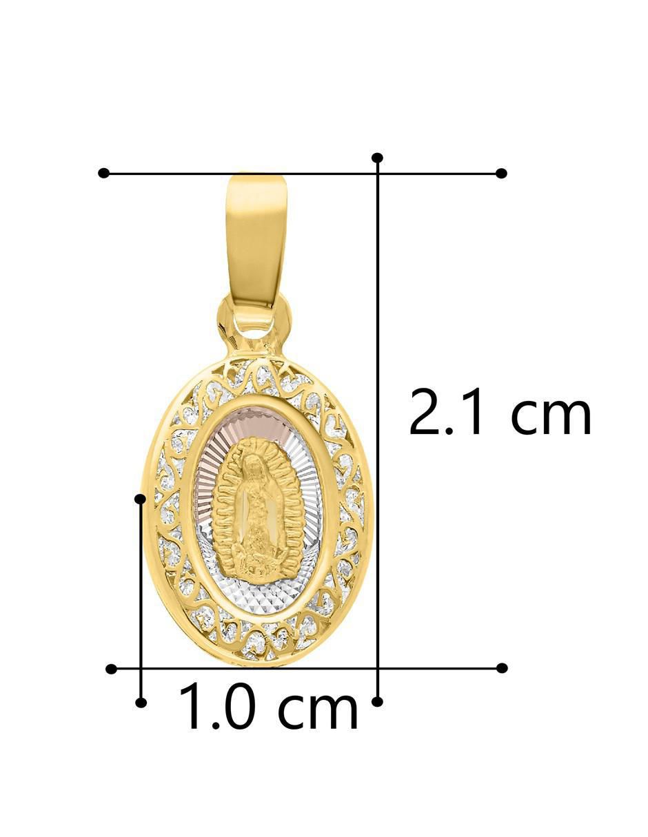 Medalla ovalada virgen de guadalupe de oro 14 k zirconia 4