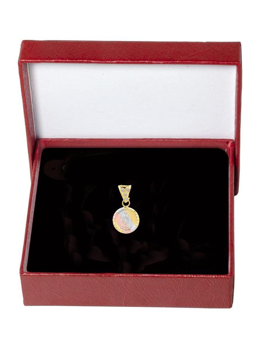 Dije redondo virgen de guadalupe de oro 14 k zirconia Dije redondo virgen de guadalupe de oro 14 k zirconia