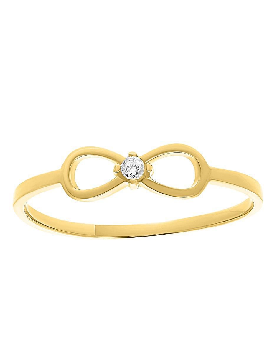 Anillo de infinito 14 k de oro zirconia pulido