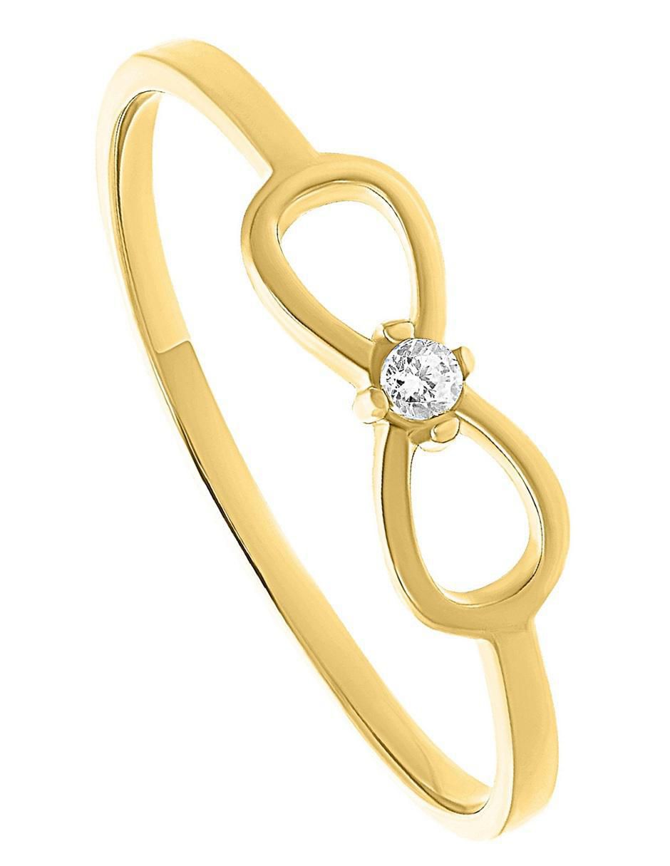 Anillo de infinito 14 k de oro zirconia pulido