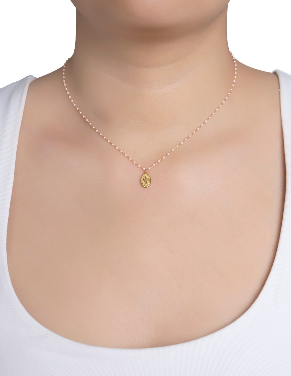 Collar con dije ovalado Carré de plata P 925