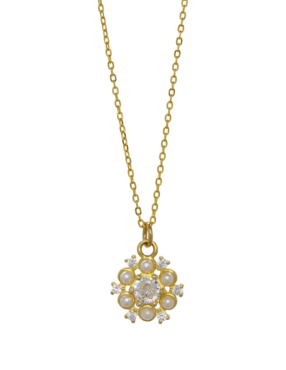 Collar con dije de flor Carré de plata P 925
