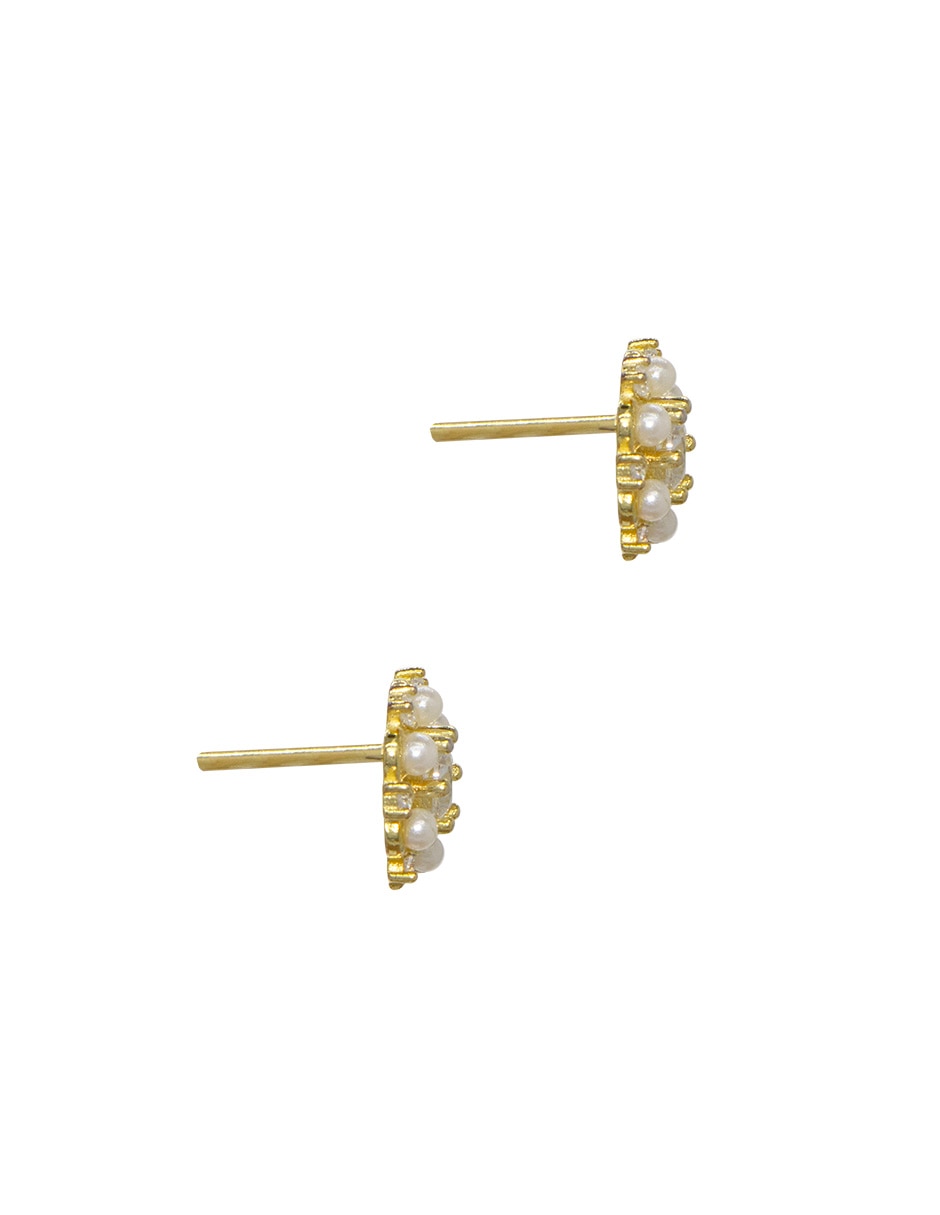 Broqueles de flor CARRÉ de plata P 925 con acabado pavé perla
