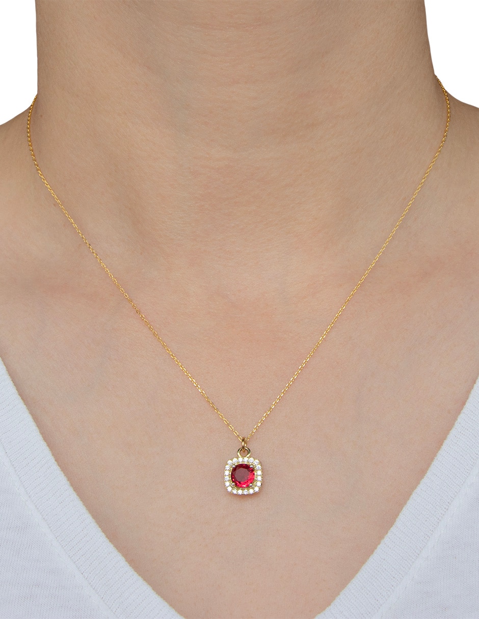 Collar con dije cuadrado de plata P 925 Collar con dije cuadrado de plata P 925