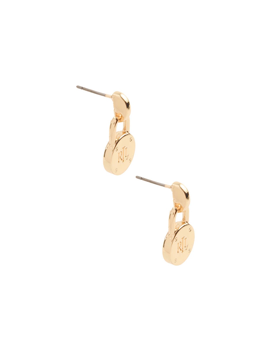 Aretes cortos de logo Lauren Ralph Lauren con acabado pulido