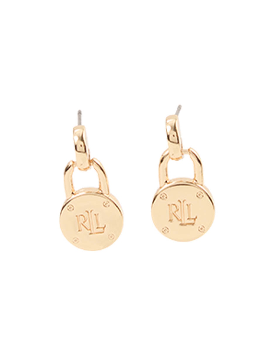 Aretes cortos de logo Lauren Ralph Lauren con acabado pulido