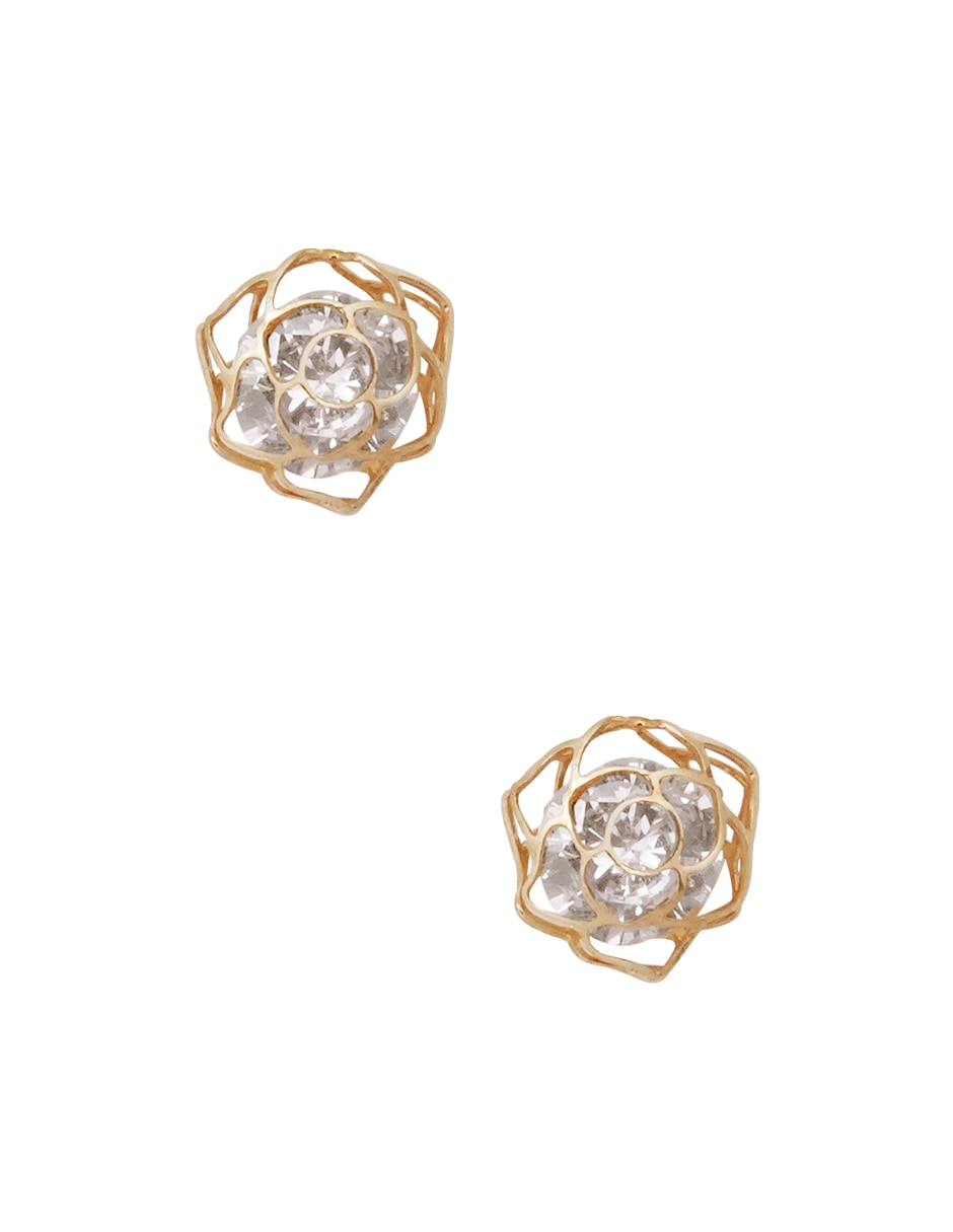 Broqueles de flor con acabado pavé