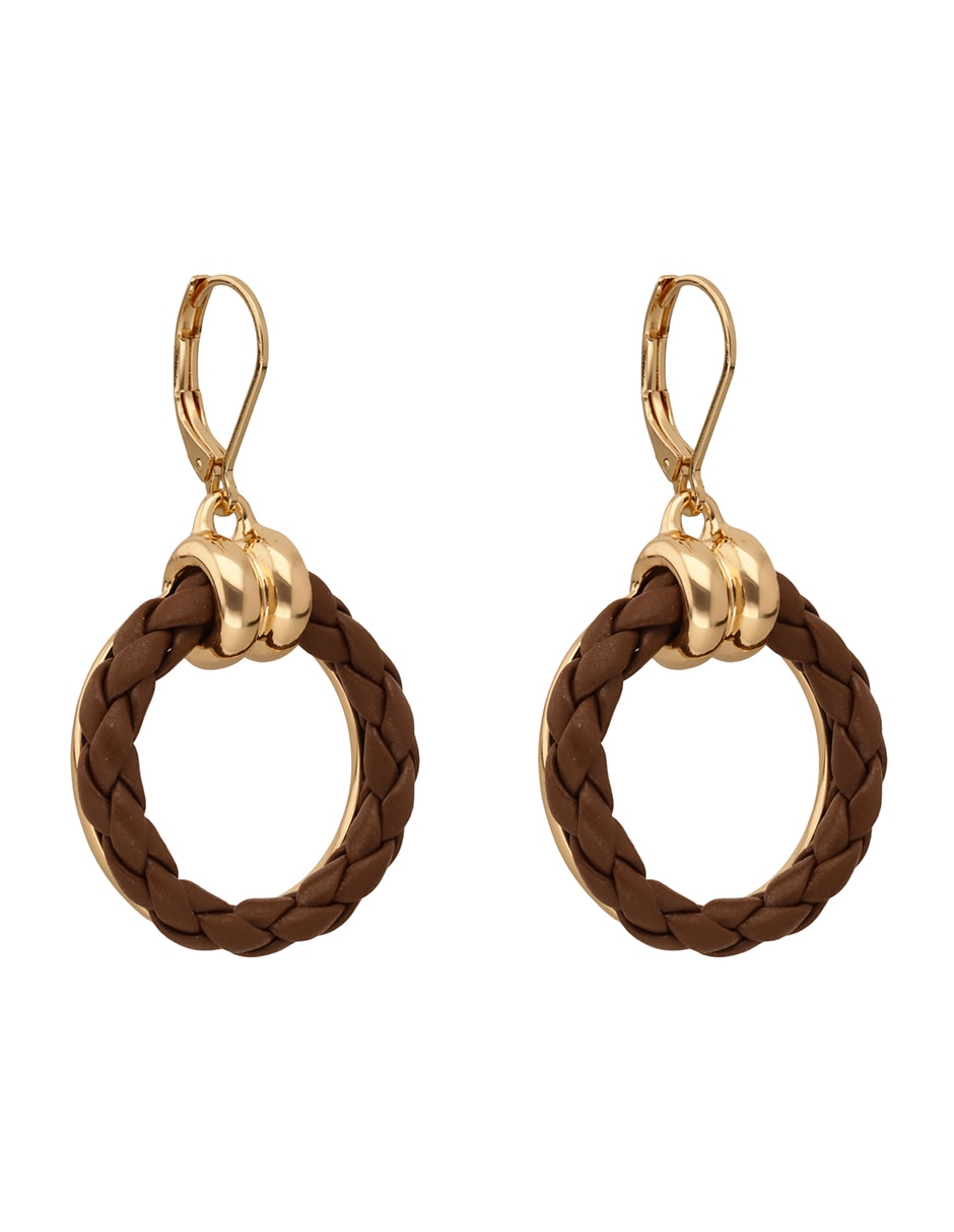 Aretes circulares Leather Tortoise con acabado pulido 3