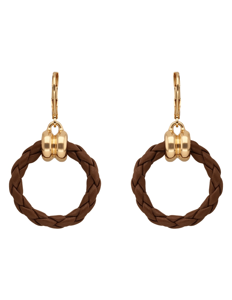 Aretes circulares Leather Tortoise con acabado pulido