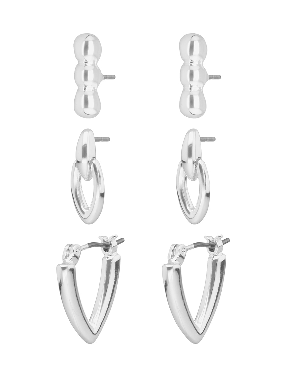 Huggies de circular nine west silver navette con acabado pulido