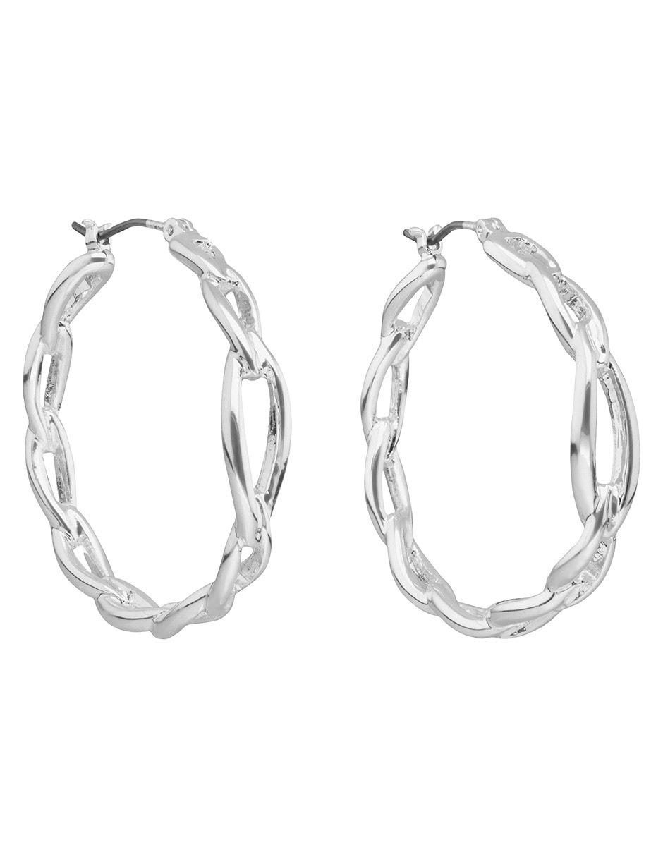 Arracadas de circular silver navette con acabado pulido 2