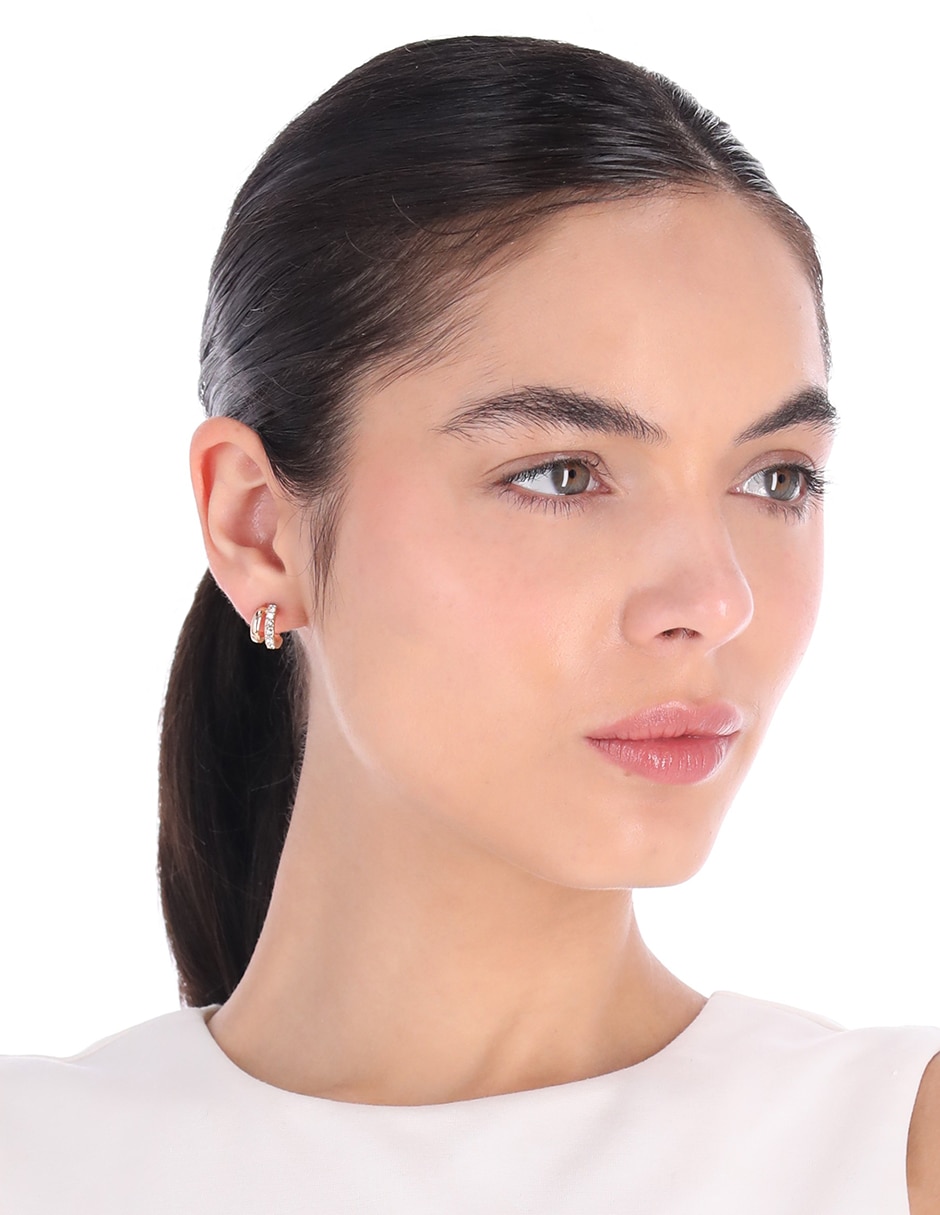 Set de aretes de circular waterfall crystal con acabado pulido 3