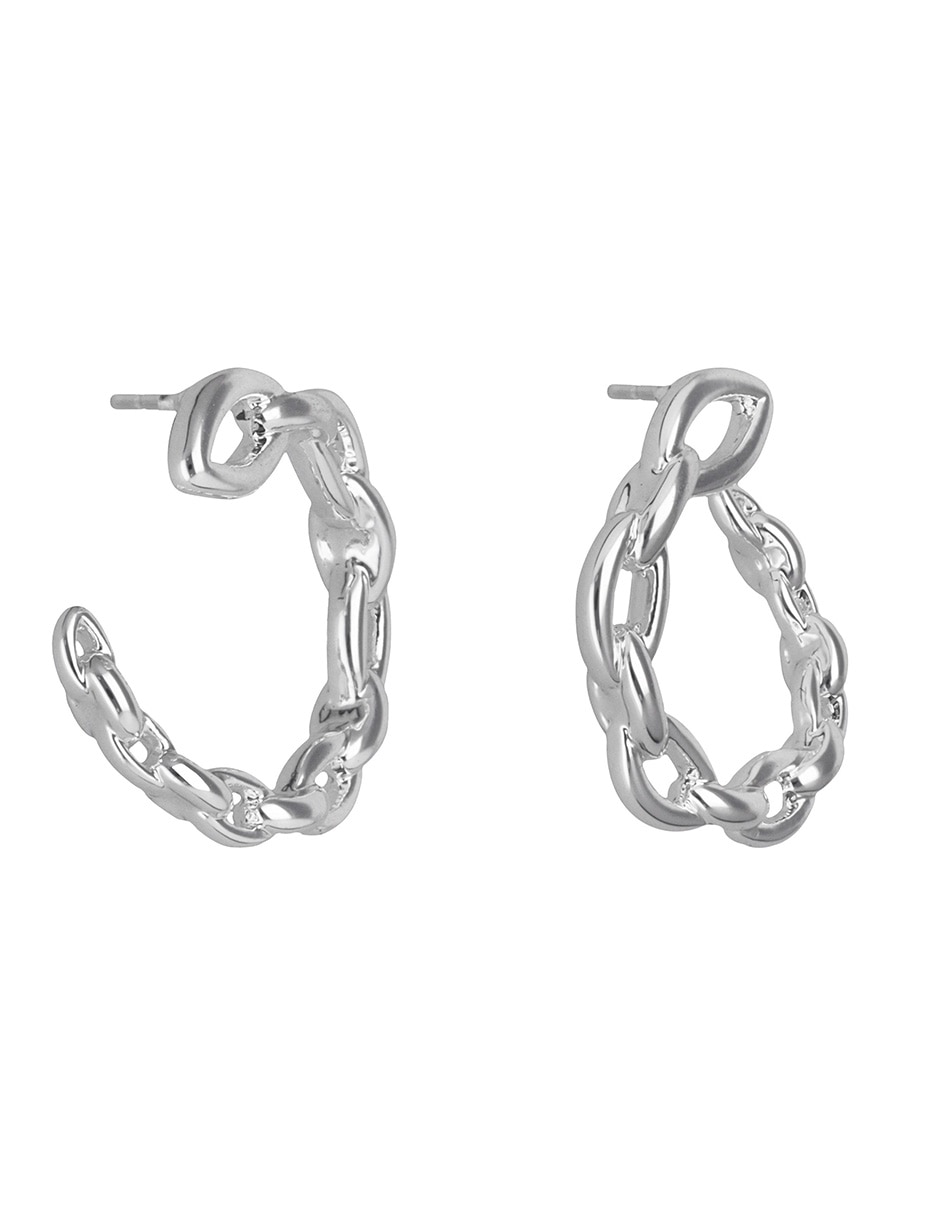 Arracadas de circular silver navette con acabado pulido 2