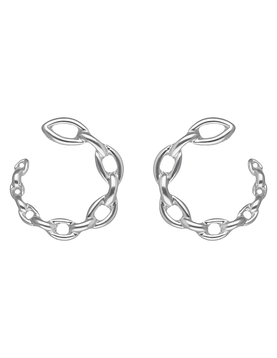 Arracadas de circular silver navette con acabado pulido Arracadas de circular silver navette con acabado pulido