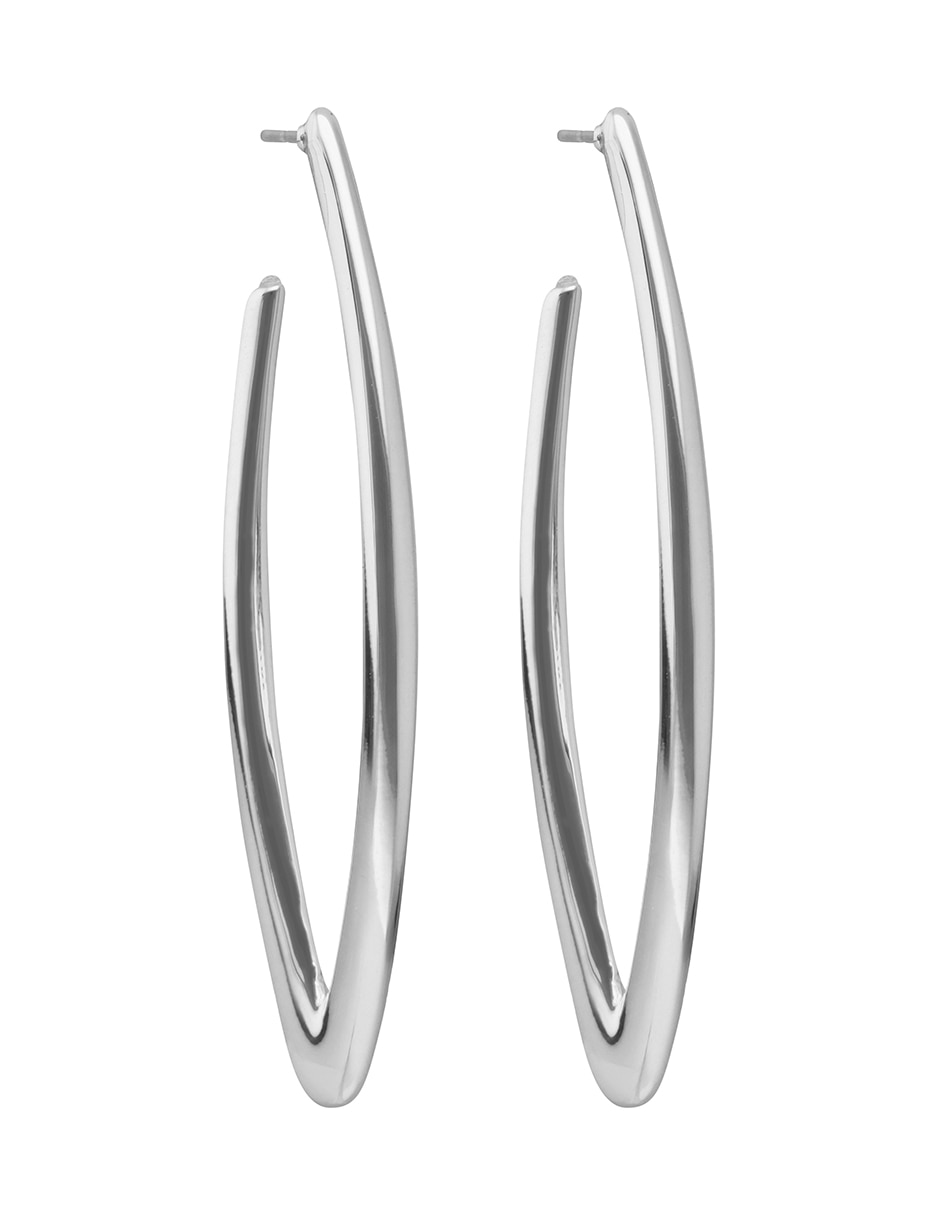 Arracadas de circular silver navette con acabado pulido 2