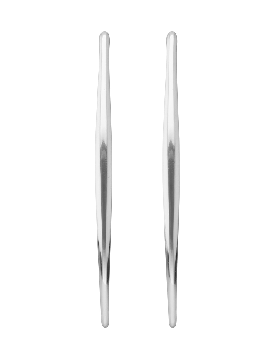 Arracadas de circular silver navette con acabado pulido