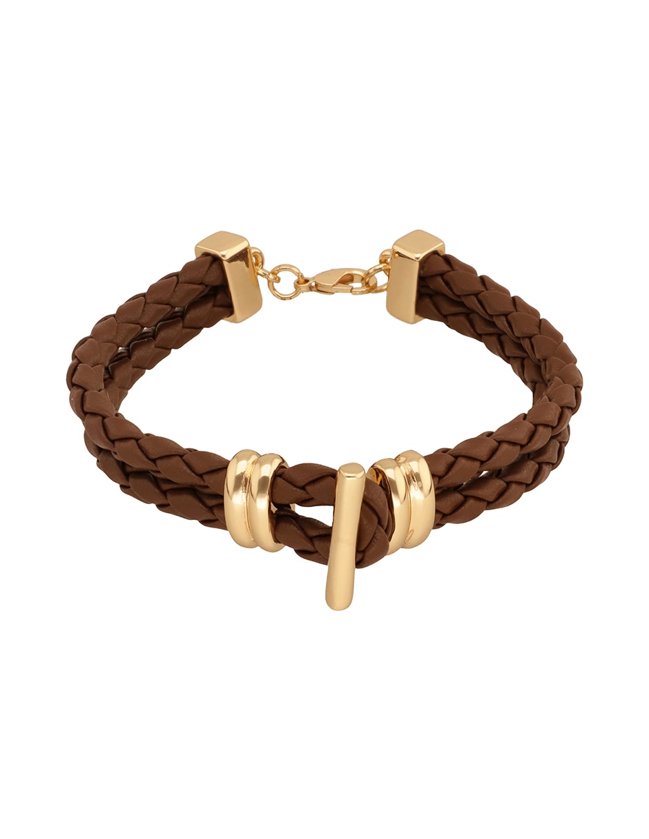 Pulsera Leather Tortoise acabado pulido